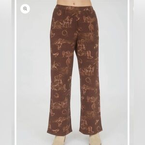 Brown Patterned Women's Pants western print nwt